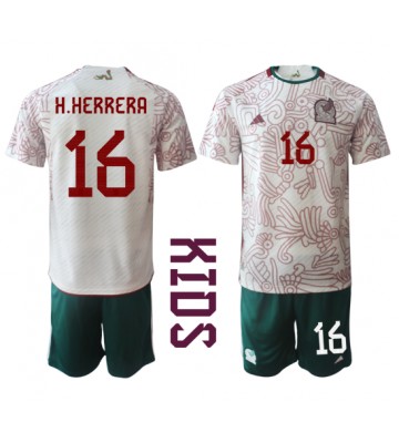 Mexiko Hector Herrera #16 Bortaställ Barn VM 2022 Kortärmad (+ Korta byxor)